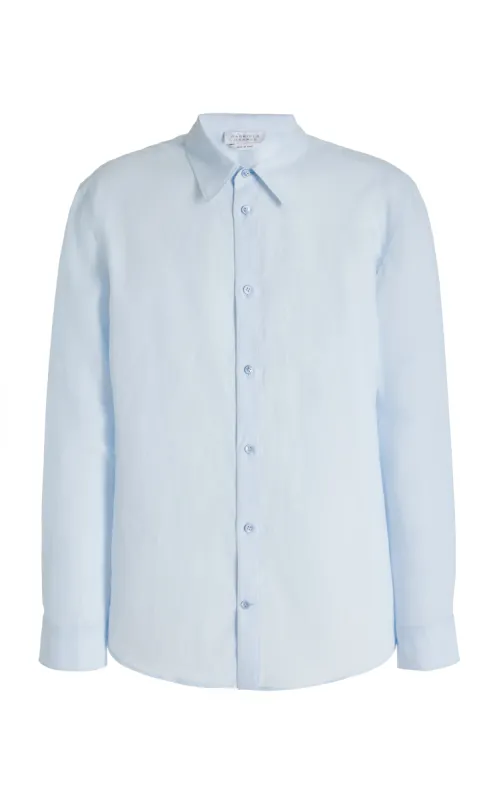 Quevedo Shirt in Light Blue Linen sold by Gabriela Hearst