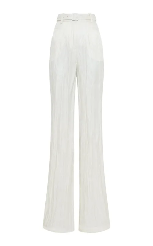 Norman Wide-Leg Pant in Ivory Metallic Silk sold by Gabriela Hearst