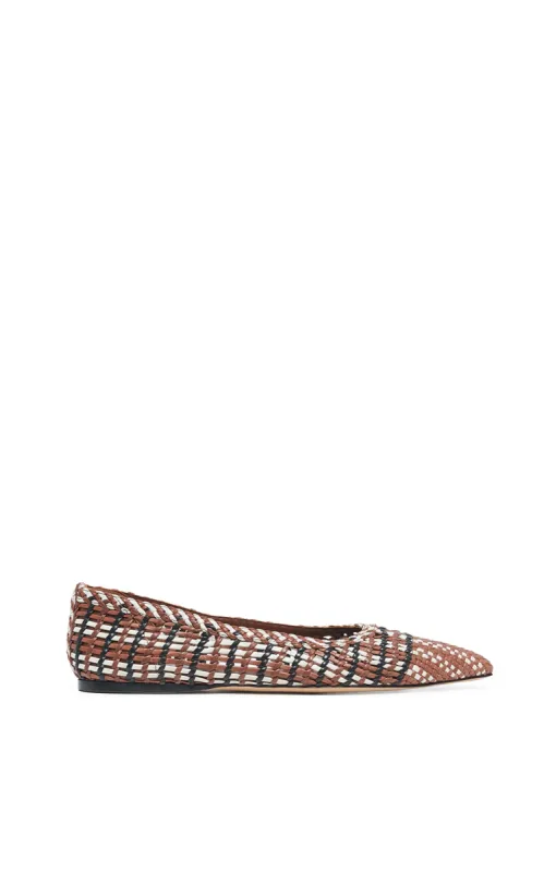Aurora Braided Flat Shoe in Cognac Multi Leather sold by Gabriela Hearst