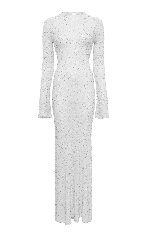 Chandra Knit Maxi Dress in Ivory Multi Beaded Cashmere sold by Gabriela Hearst