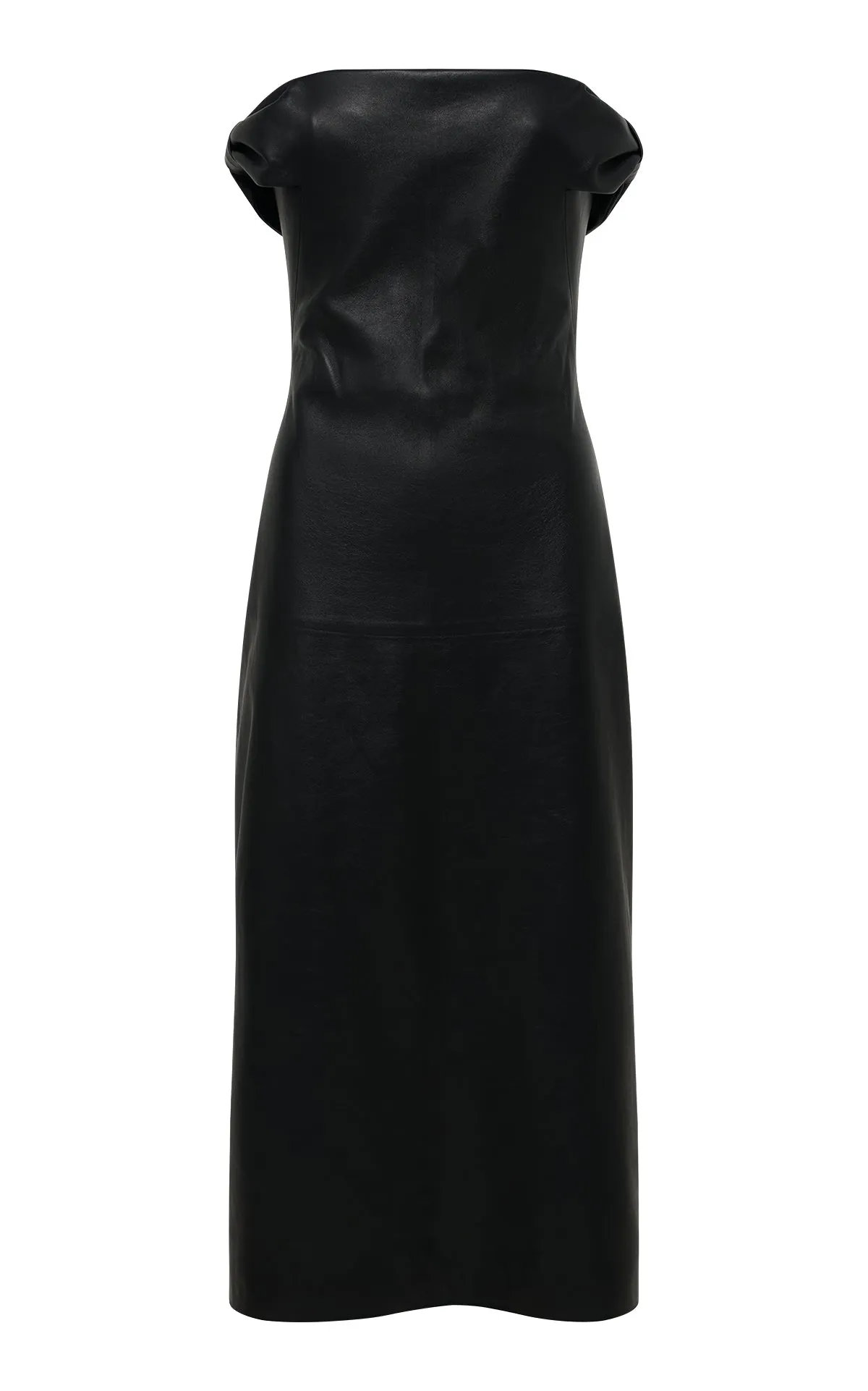 Evangeline Midi Dress in Black Nappa Leather sold by Gabriela Hearst