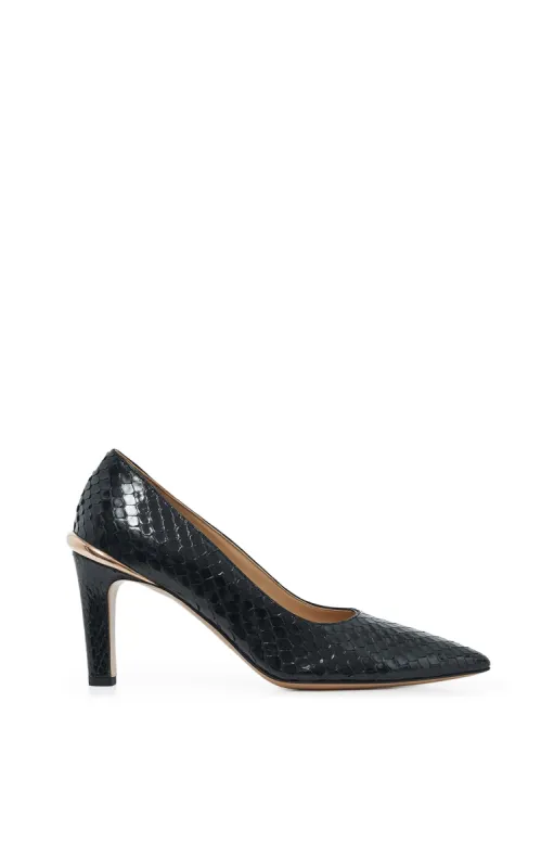 Edwina High Heel Stiletto Pump in Black Snakeskin sold by Gabriela Hearst