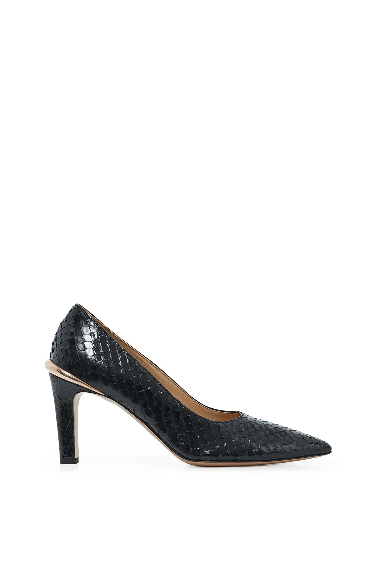 Edwina High Heel Stiletto Pump in Black Snakeskin sold by Gabriela Hearst