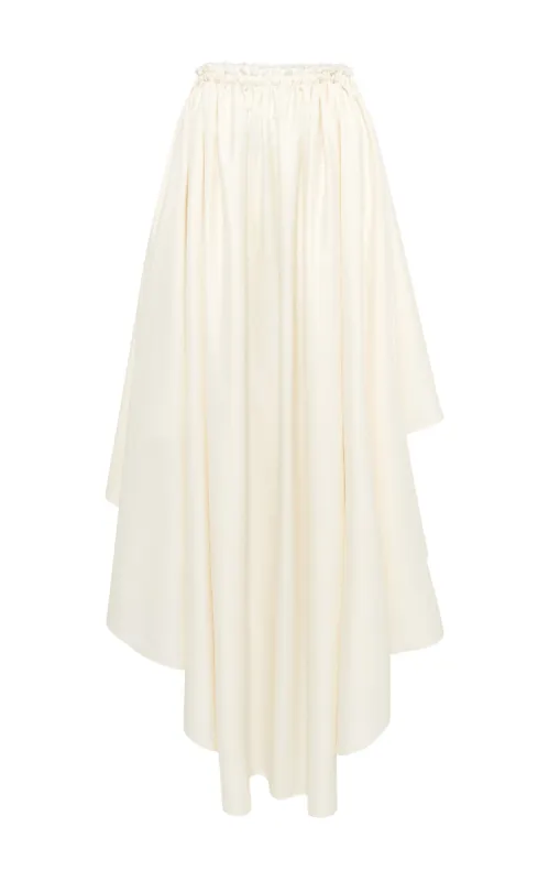 Dea Pleated Maxi Skirt in Ivory Virgin Wool Silk Linen sold by Gabriela Hearst
