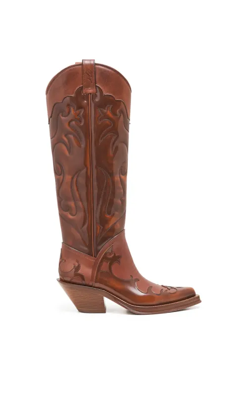 Capitana Cowboy Boot in Cognac Leather made by Gabriela Hearst