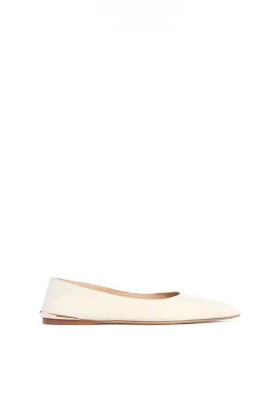 Fleur Ballerina Flat Shoe in Ivory Nappa Leather sold by Gabriela Hearst