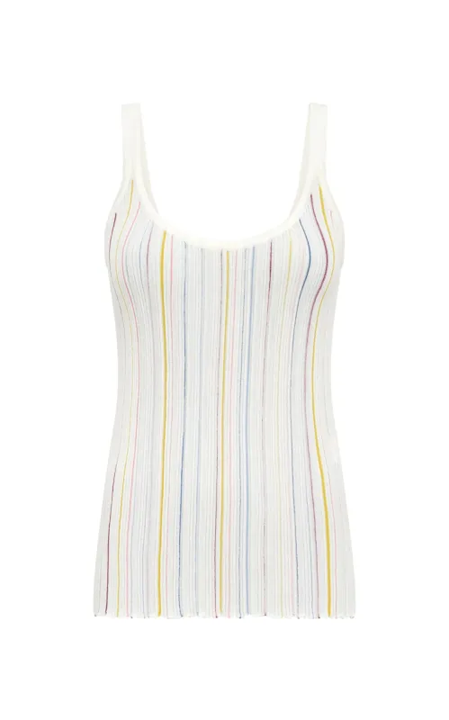 Yara Knit Tank Top in Ivory Multi Merino Wool sold by Gabriela Hearst