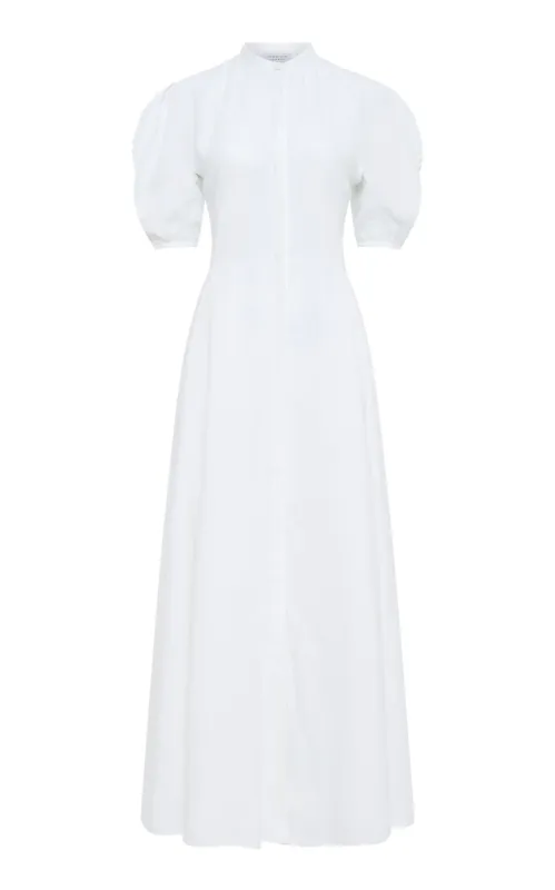 Arabella Shirt-Dress in White Aloe Linen sold by Gabriela Hearst
