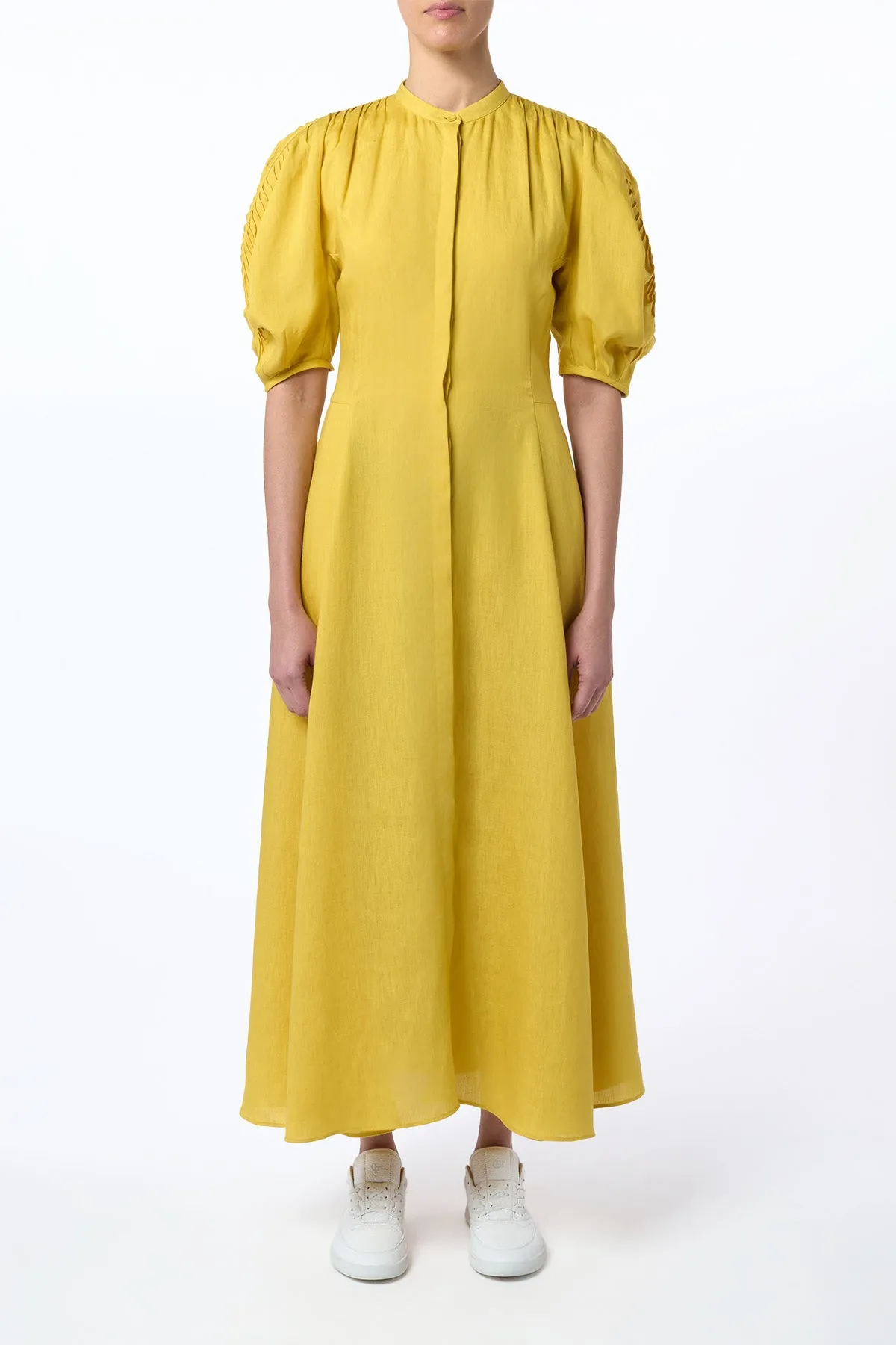 Arabella Shirt-Dress in Goldenrod Aloe Linen sold by Gabriela Hearst product image thumbnail 2