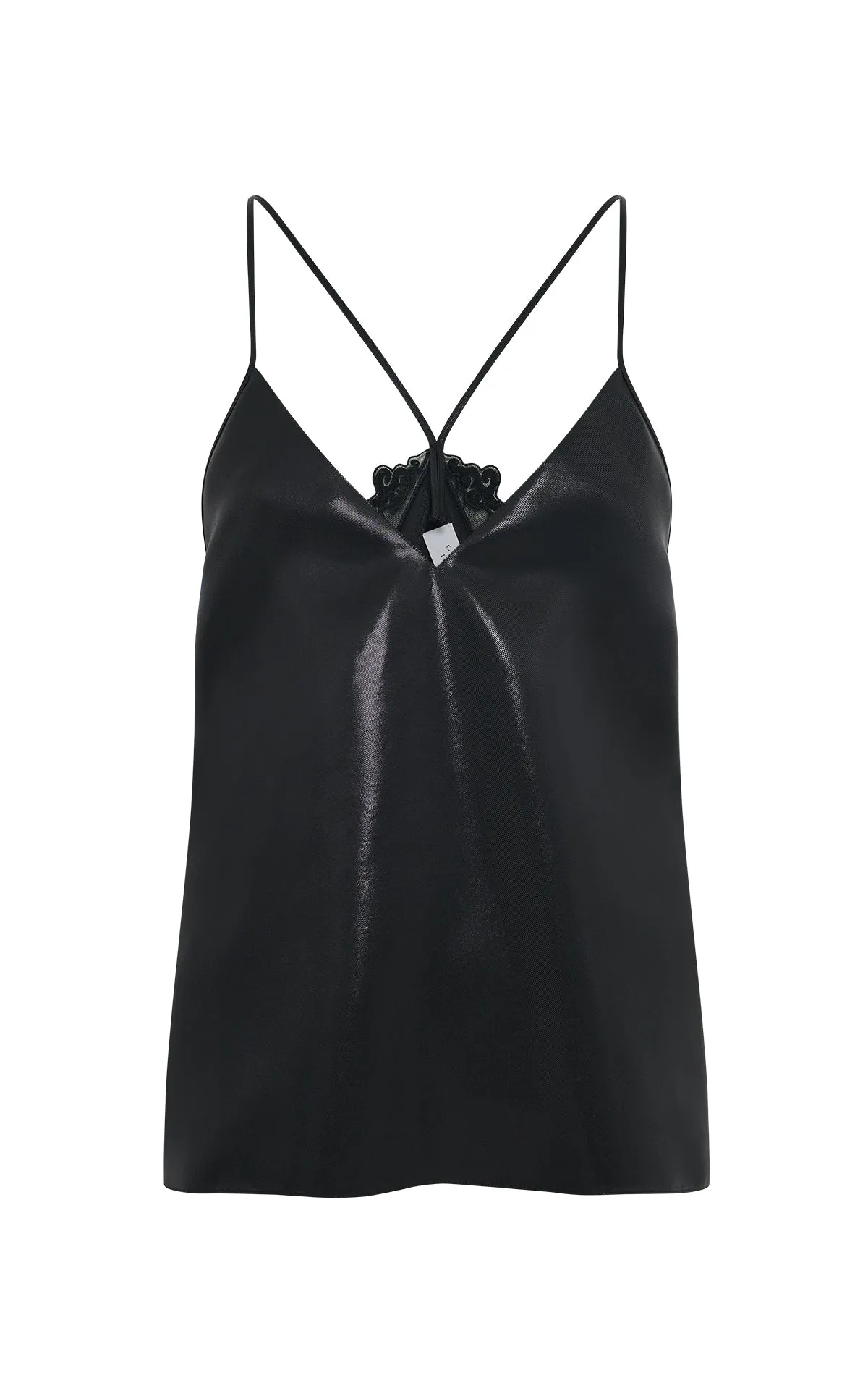 Mage Cami Top in Black Metallic Silk Twill sold by Gabriela Hearst