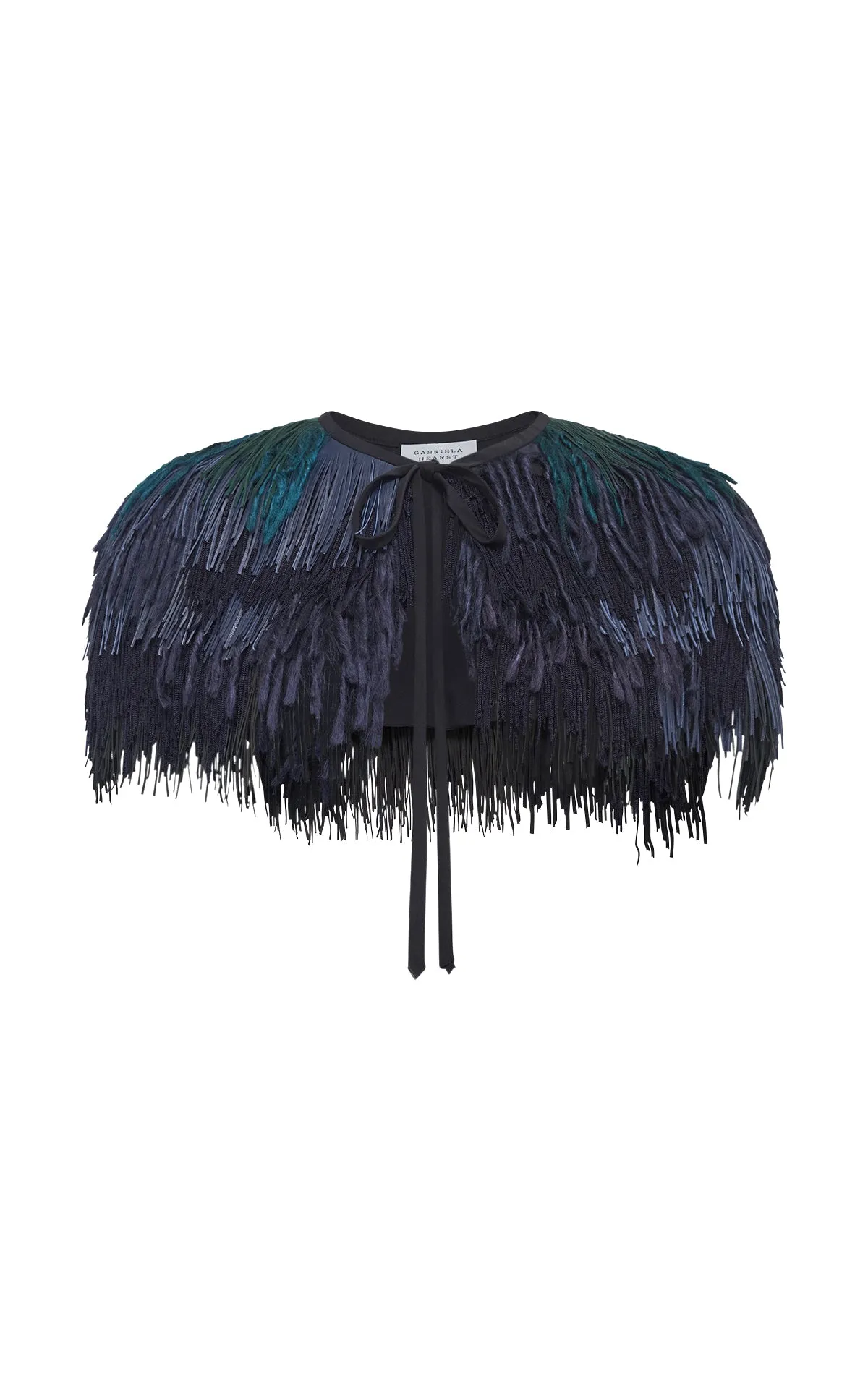 NYX Cape in Navy Multi Silk Fringe sold by Gabriela Hearst