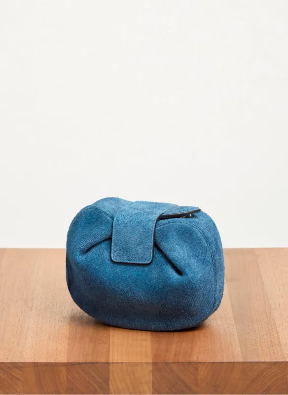 Soft Demi Clutch in Medium Blue Suede Denim sold by Gabriela Hearst