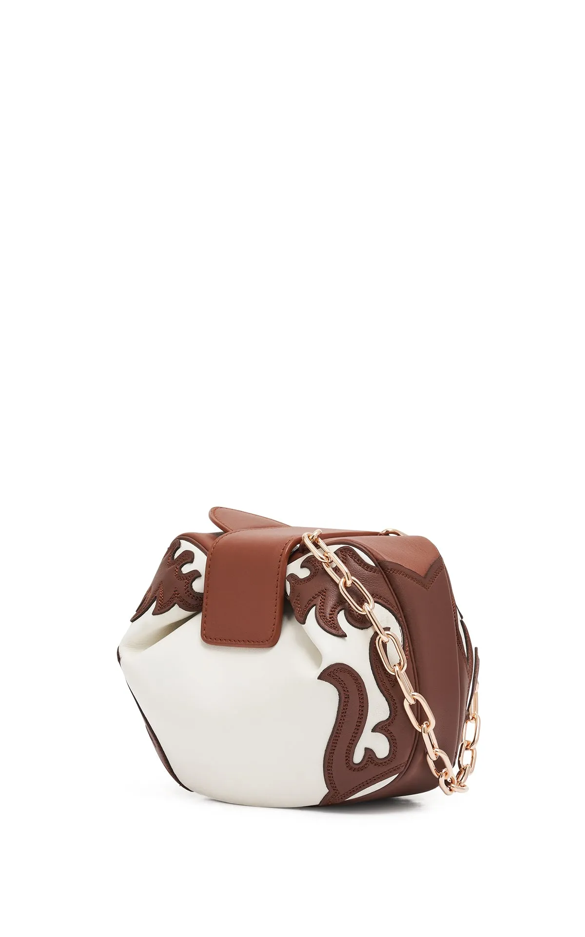 Soft Demi Western Clutch with Chain in Ivory Multi Nappa Leather sold by Gabriela Hearst