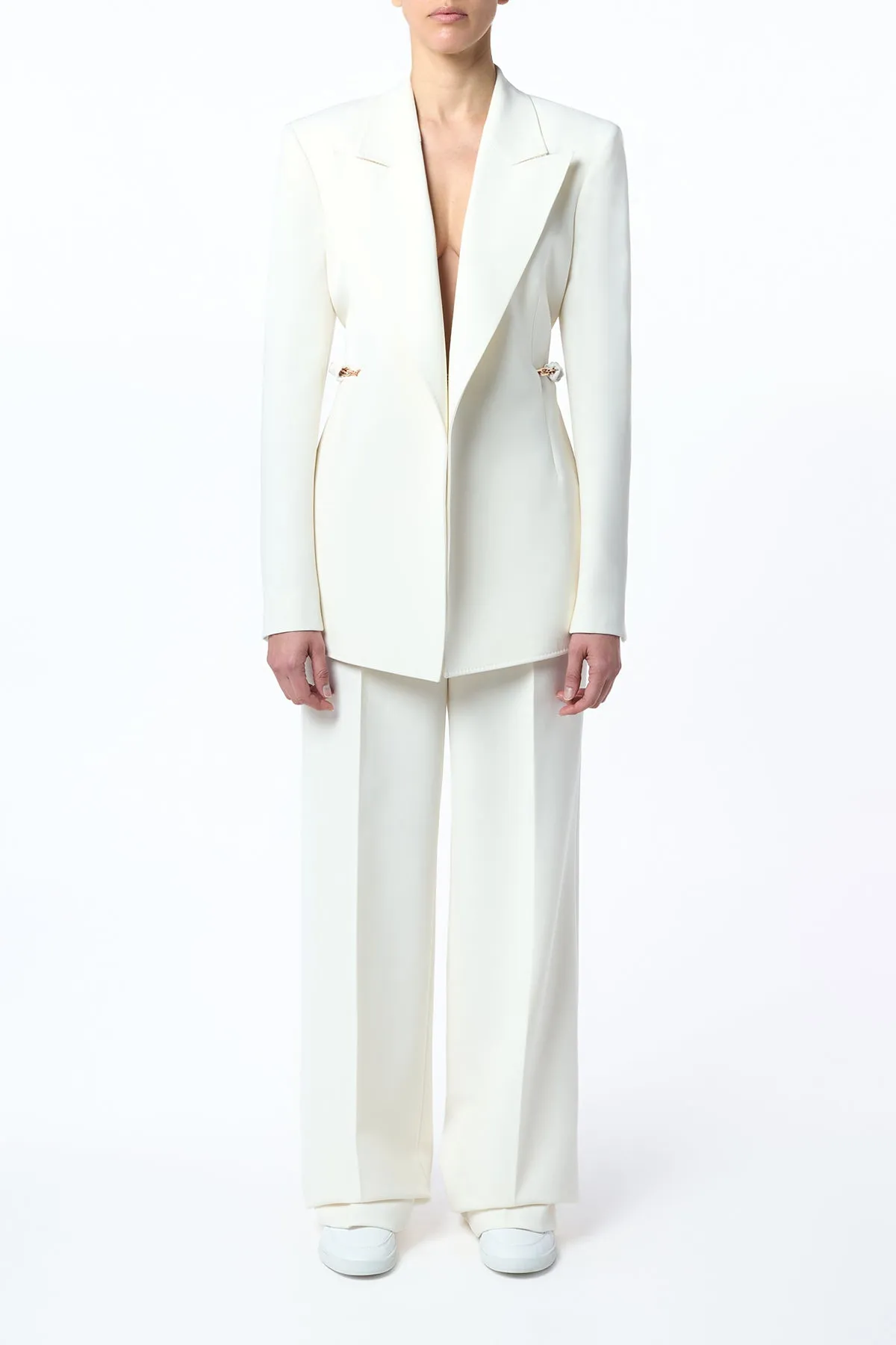 Norman Wide-Leg Pant in Ivory Recycled Virgin Wool sold by Gabriela Hearst product image thumbnail 2