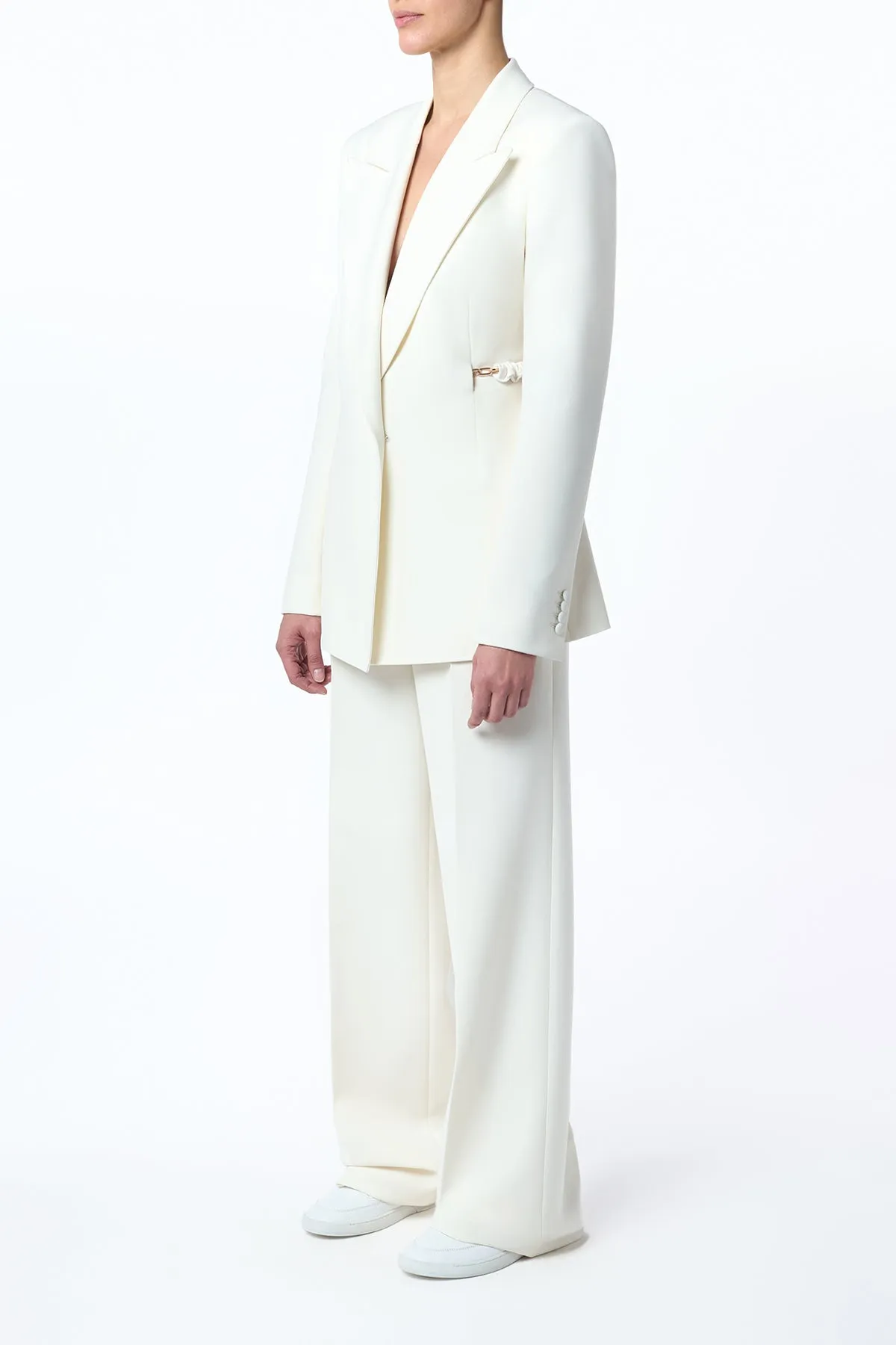 Norman Wide-Leg Pant in Ivory Recycled Virgin Wool sold by Gabriela Hearst product image thumbnail 3
