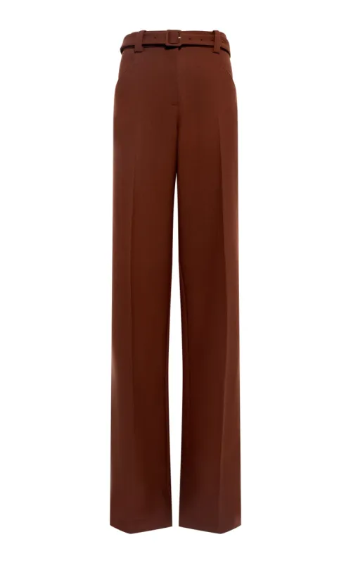 Norman Wide-Leg Pant in Cognac Recycled Virgin Wool sold by Gabriela Hearst