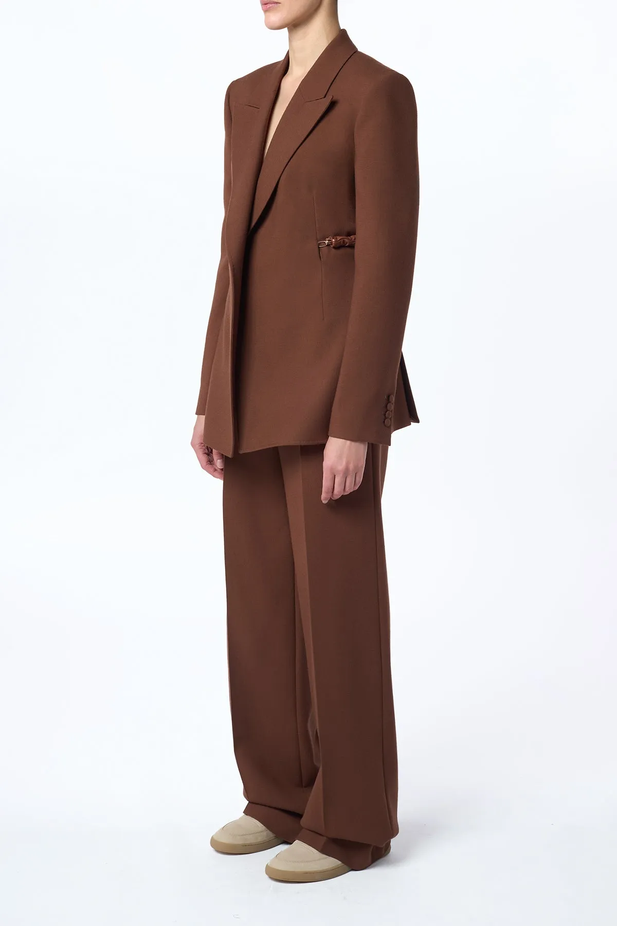 Norman Wide-Leg Pant in Cognac Recycled Virgin Wool sold by Gabriela Hearst product image thumbnail 3