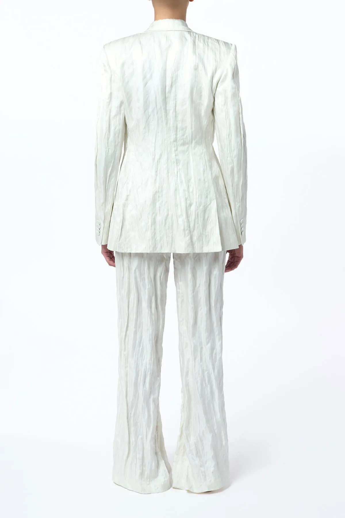 Norman Crinkled Wide-Leg Pant in Ivory Metallic Silk sold by Gabriela Hearst product image thumbnail 4