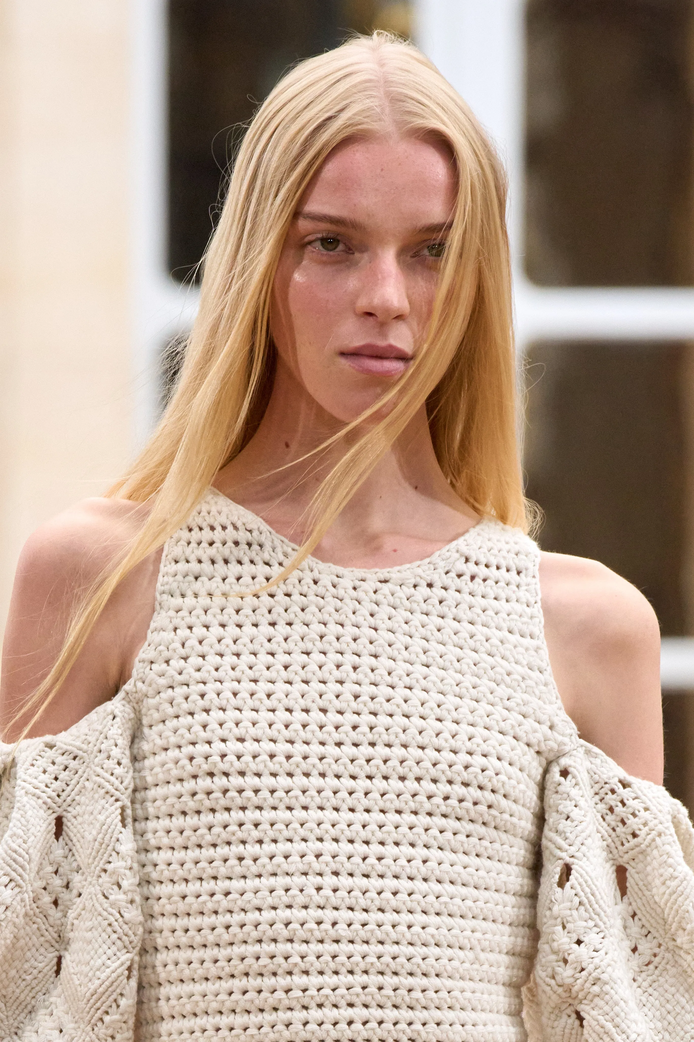 Levana Fringe Crochet Maxi Dress in Ivory Cashmere sold by Gabriela Hearst product image thumbnail 3