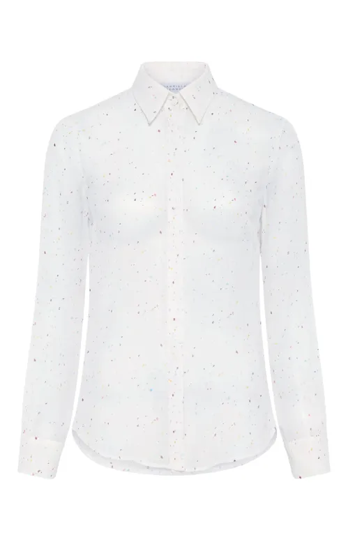 Henri Blouse in Ivory Multi Speckle Silk Georgette sold by Gabriela Hearst