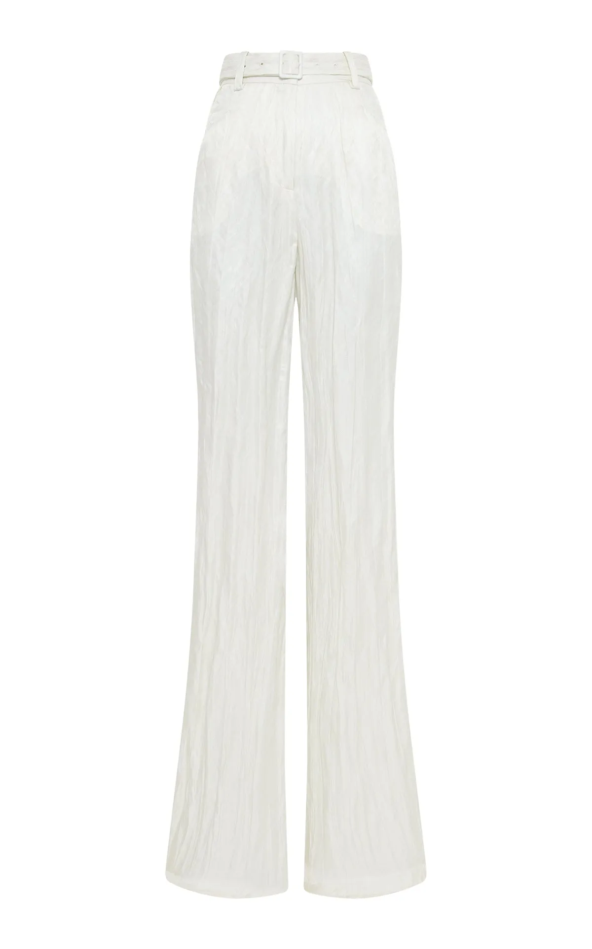 Norman Wide-Leg Pant in Ivory Metallic Crinkled Silk sold by Gabriela Hearst