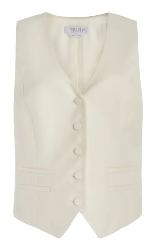 Coleridge Vest in Ivory Virgin Wool Silk with Linen sold by Gabriela Hearst
