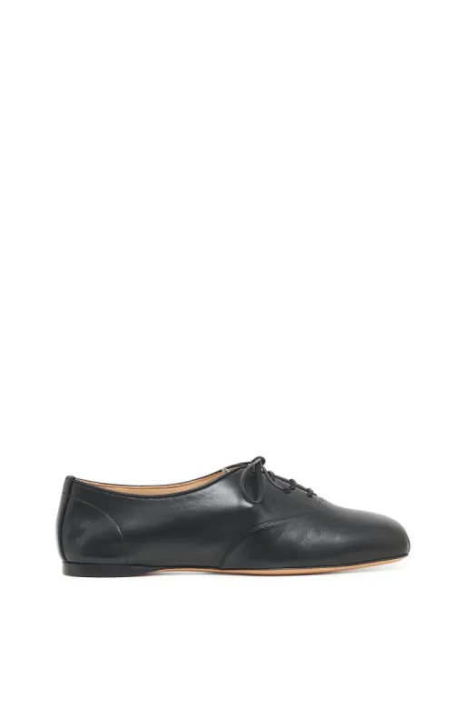 Maya Oxford Flat Shoe in Black Nappa Leather sold by Gabriela Hearst