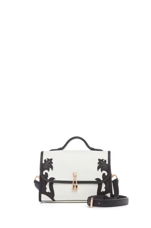 Small Leonora Western Flap Bag in Black & Ivory Leather sold by Gabriela Hearst