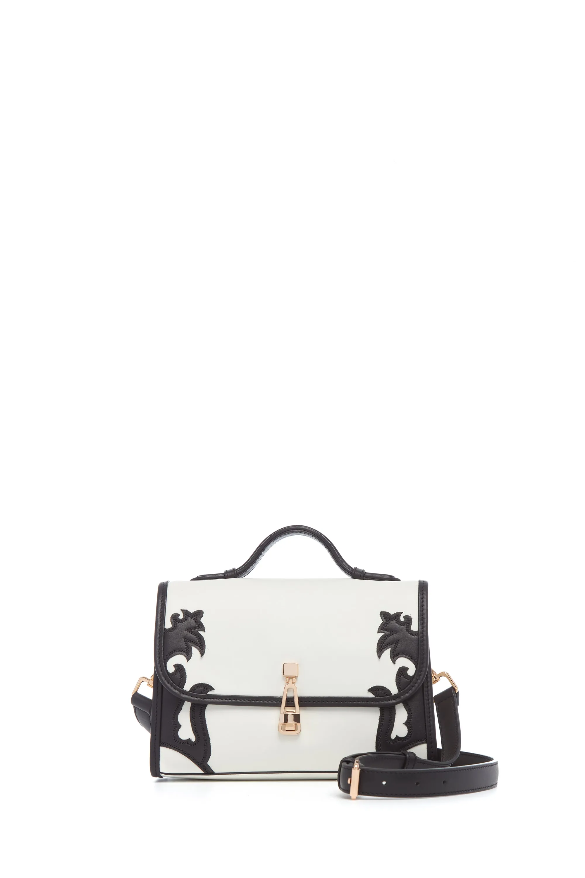 Small Leonora Western Flap Bag in Black & Ivory Leather sold by Gabriela Hearst