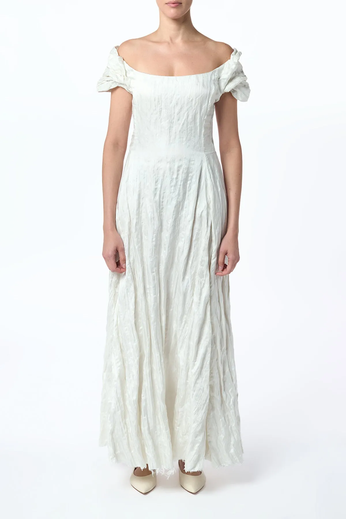 Juniper Midi Dress in Ivory Metallic Crinkled Silk sold by Gabriela Hearst product image thumbnail 2