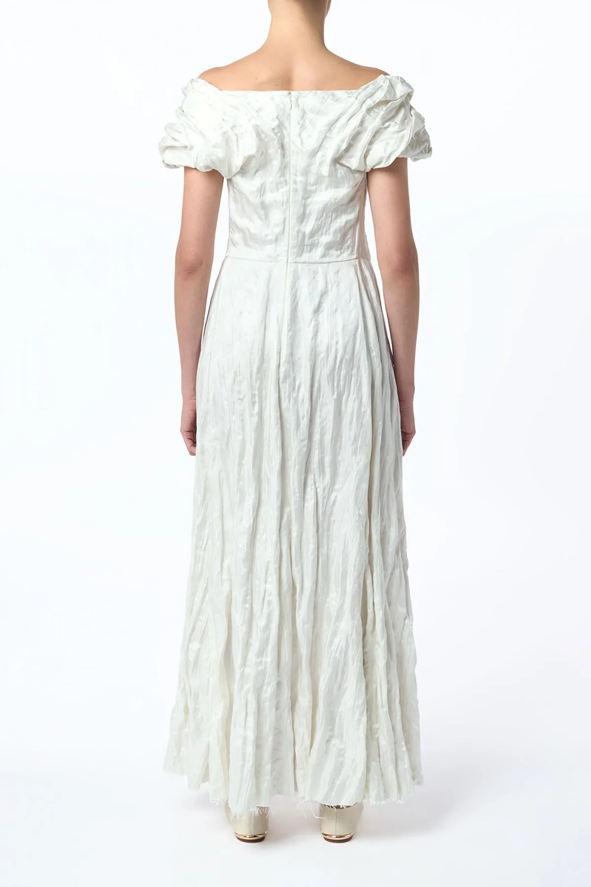 Juniper Midi Dress in Ivory Metallic Crinkled Silk sold by Gabriela Hearst product image thumbnail 4