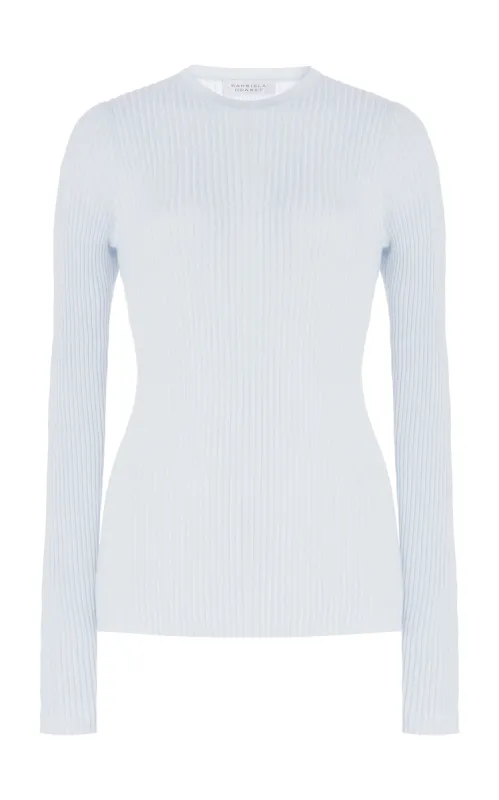 Browning Knit Sweater in Light Blue Cashmere Silk sold by Gabriela Hearst