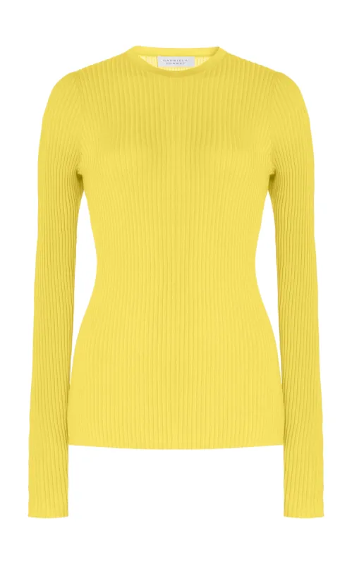 Browning Knit Sweater in Goldenrod Cashmere Silk sold by Gabriela Hearst