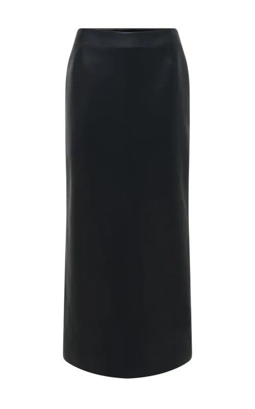 Manuela Midi Skirt in Black Soft Leather sold by Gabriela Hearst