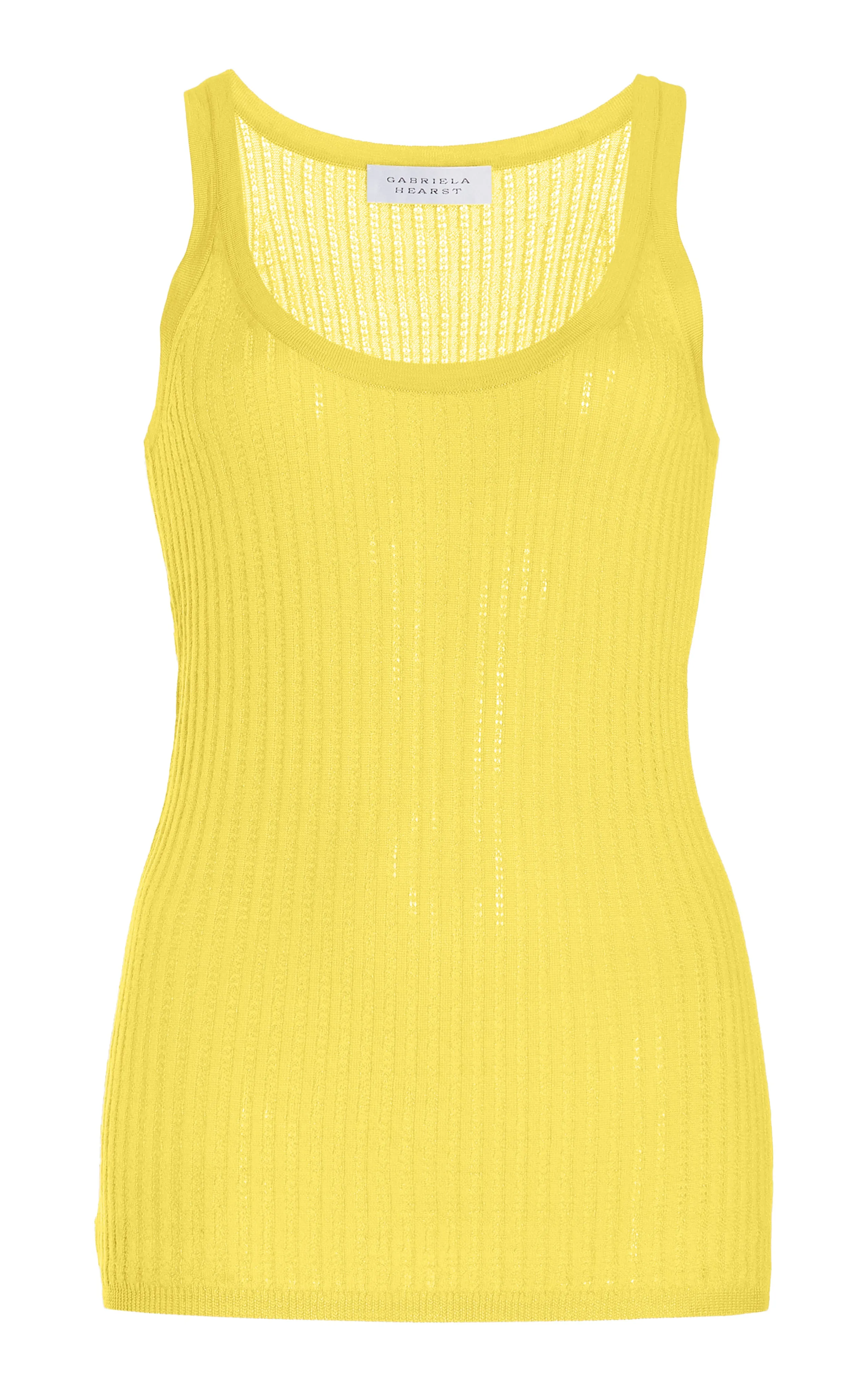 Nevin Pointelle Knit Tank Top in Goldenrod Cashmere Silk sold by Gabriela Hearst