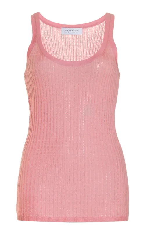 Nevin Pointelle Knit Tank Top in Rosa Cashmere Silk sold by Gabriela Hearst