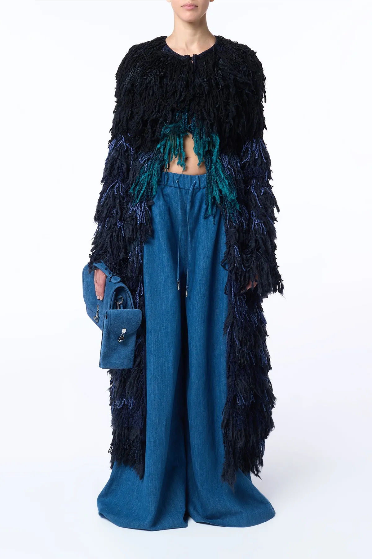 Minerva Coat in Navy Multi Silk Fringe sold by Gabriela Hearst product image thumbnail 4
