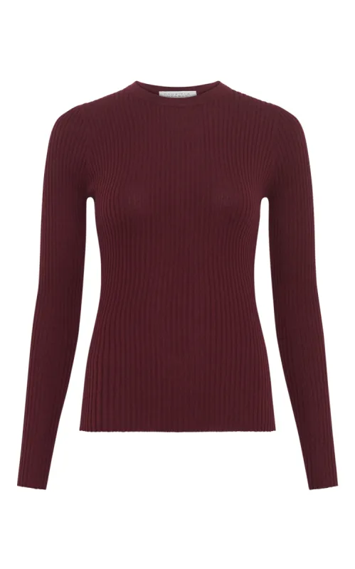 Browning Knit Sweater in Bordeaux Cashmere Silk sold by Gabriela Hearst