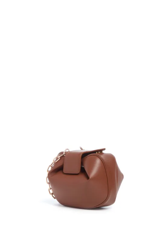 Soft Demi Clutch with Chain in Cognac Nappa Leather sold by Gabriela Hearst