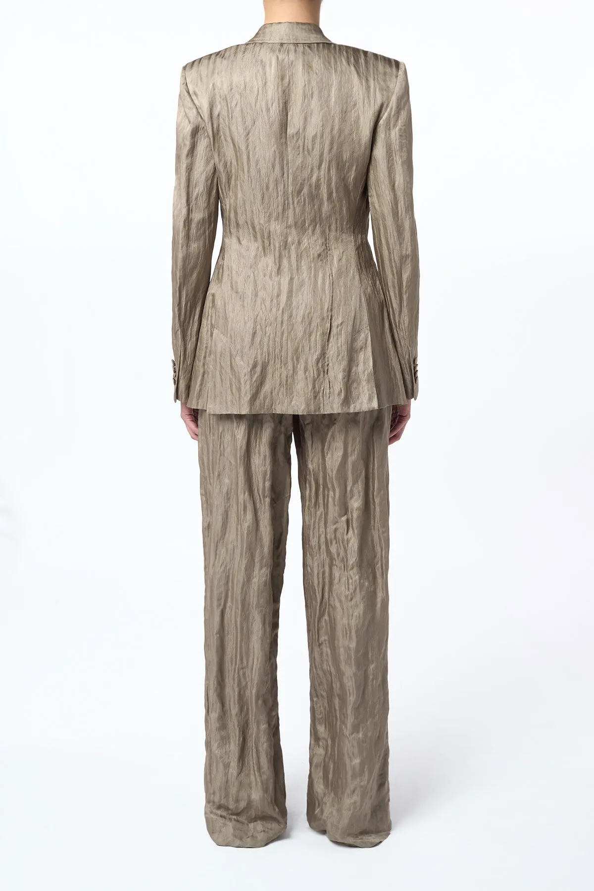 Norman Wide-Leg Pant in Gunmetal Metallic Crinkled Silk sold by Gabriela Hearst product image thumbnail 4