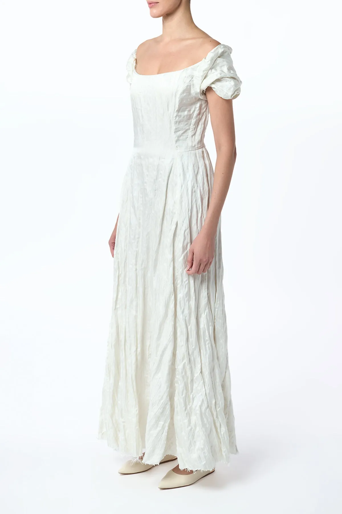 Juniper Maxi Dress in Ivory Metallic Crinkled Silk sold by Gabriela Hearst product image thumbnail 3