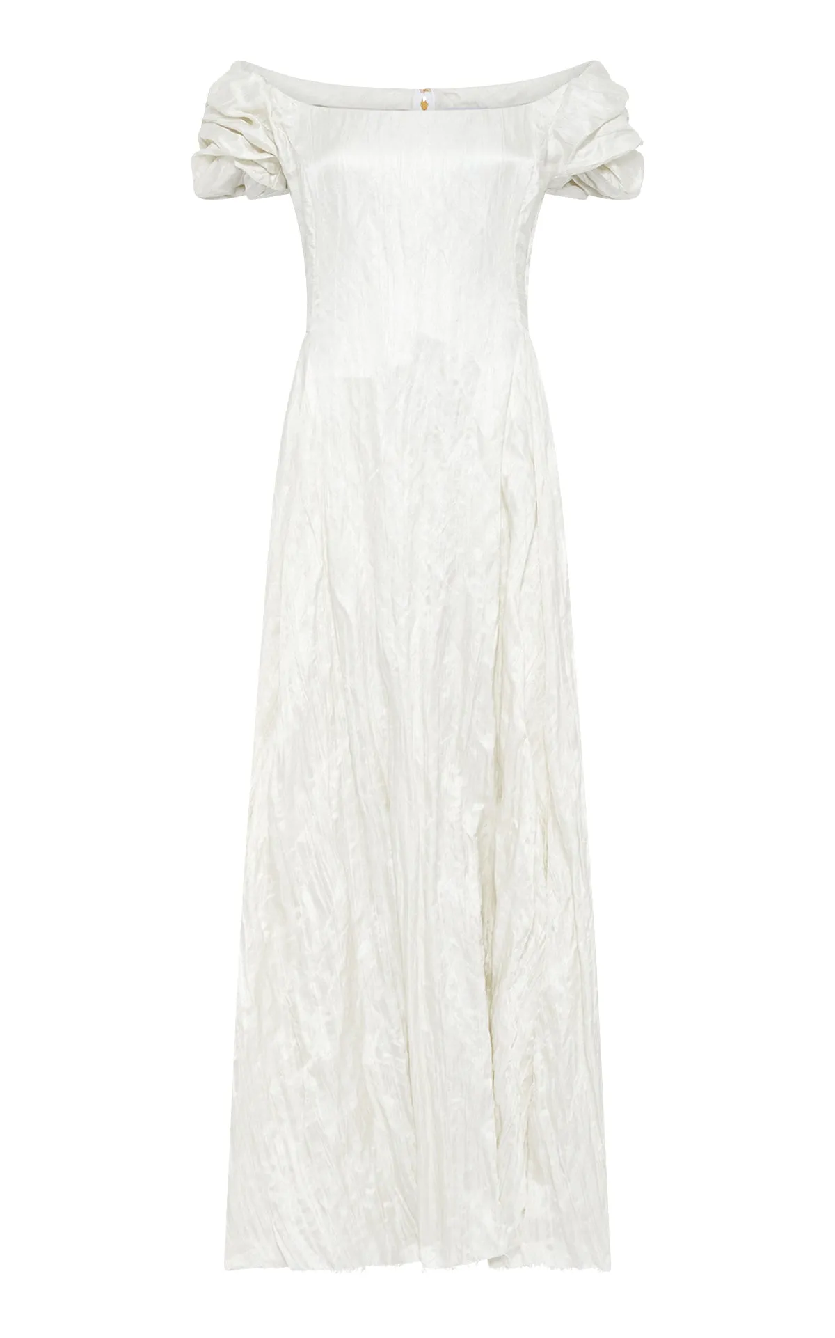 Juniper Maxi Dress in Ivory Metallic Crinkled Silk sold by Gabriela Hearst