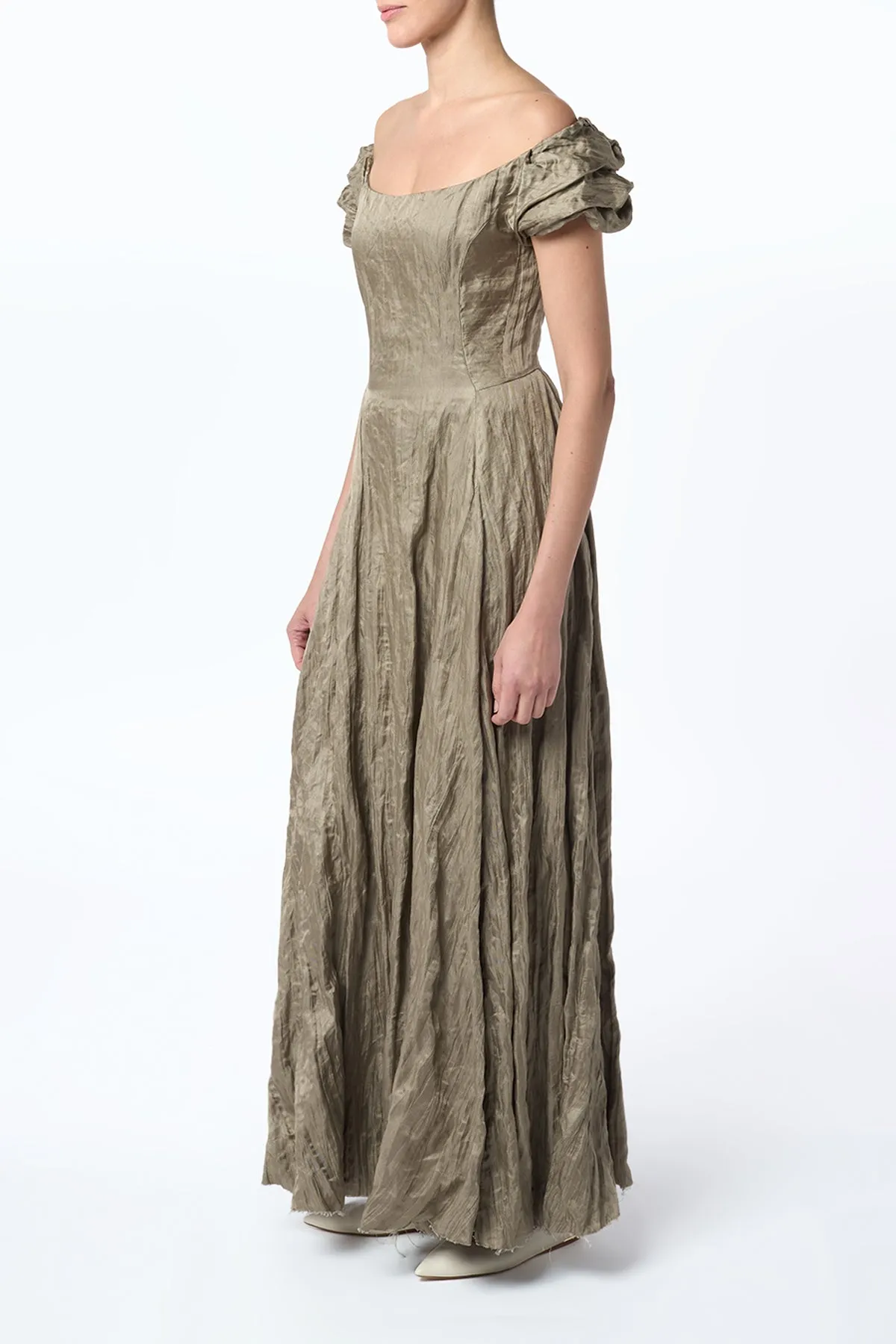 Juniper Maxi Dress in Gunmetal Metallic Silk sold by Gabriela Hearst product image thumbnail 3