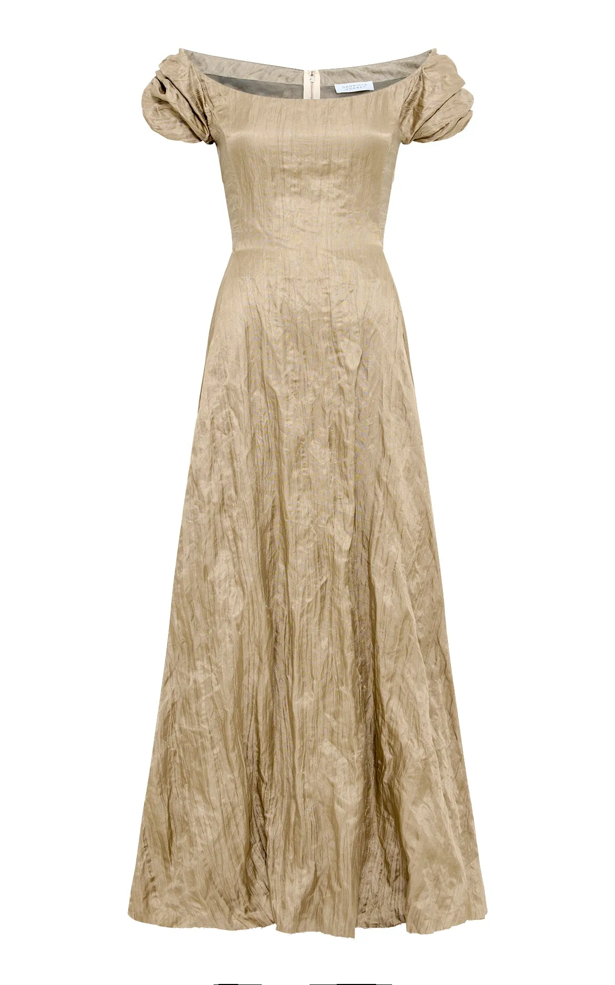 Juniper Maxi Dress in Gunmetal Metallic Silk sold by Gabriela Hearst