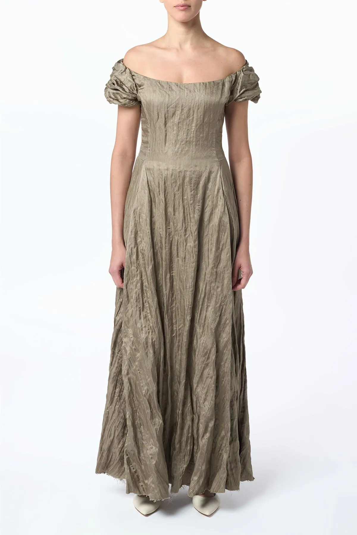 Juniper Maxi Dress in Gunmetal Metallic Silk sold by Gabriela Hearst product image thumbnail 2