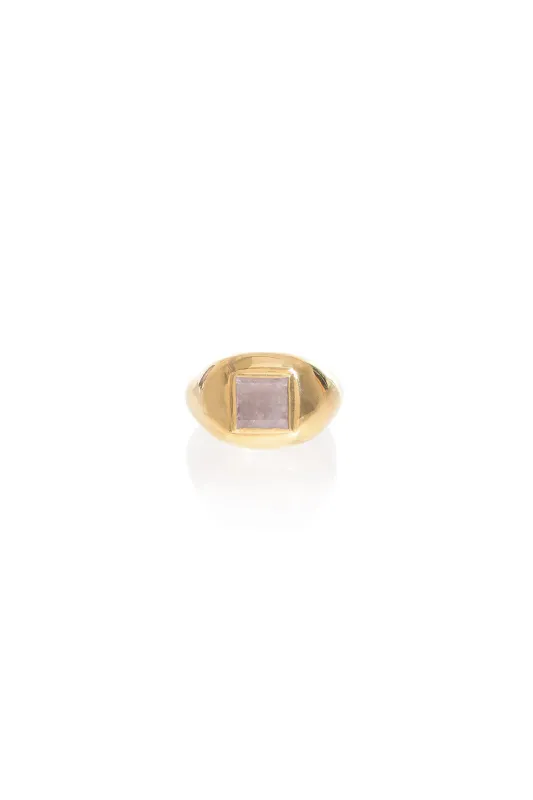 Medium Ring in 18K Rose Gold & Rose Quartz Stone sold by Gabriela Hearst