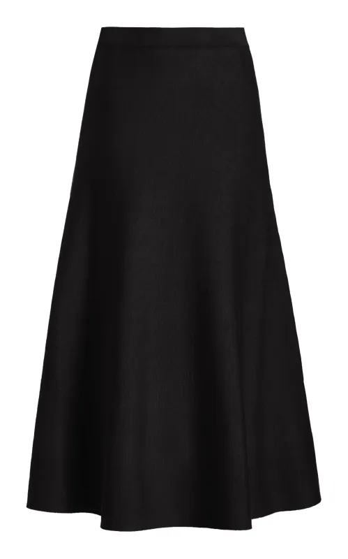 Freddie Knit Midi Skirt in Black Merino Wool Cashmere sold by Gabriela Hearst