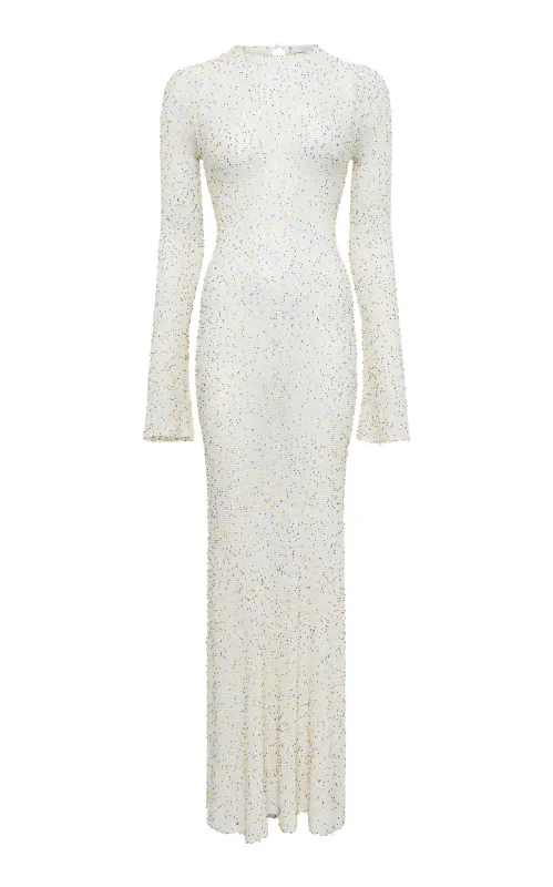 Chandra Knit Maxi Dress in Ivory Multi Beaded Cashmere sold by Gabriela Hearst