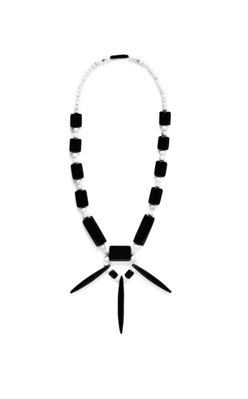 Beaded Stone Necklace in Obsidian & Howlite Stone sold by Gabriela Hearst