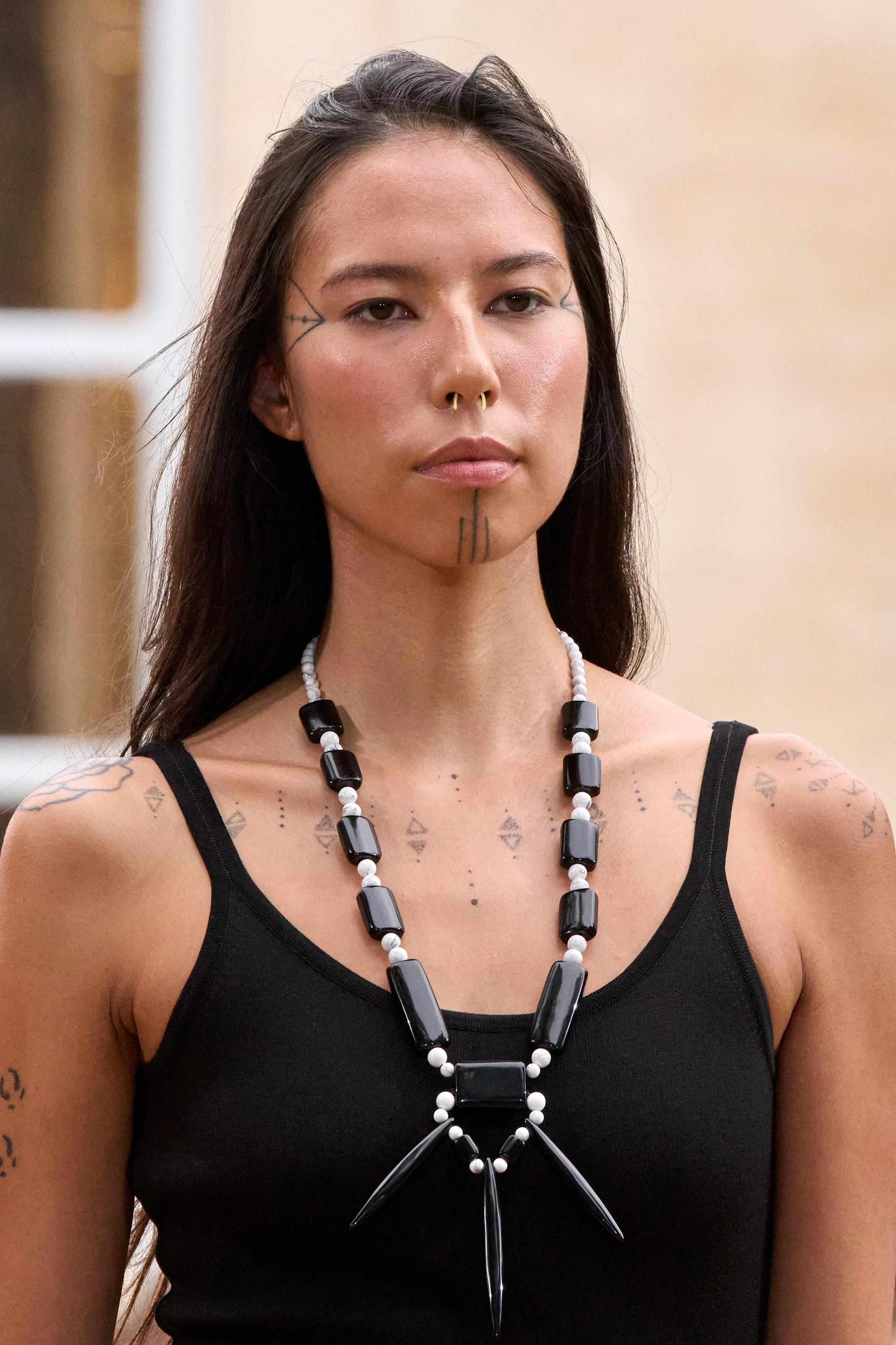 Beaded Stone Necklace in Obsidian & Howlite Stone sold by Gabriela Hearst product image thumbnail 2